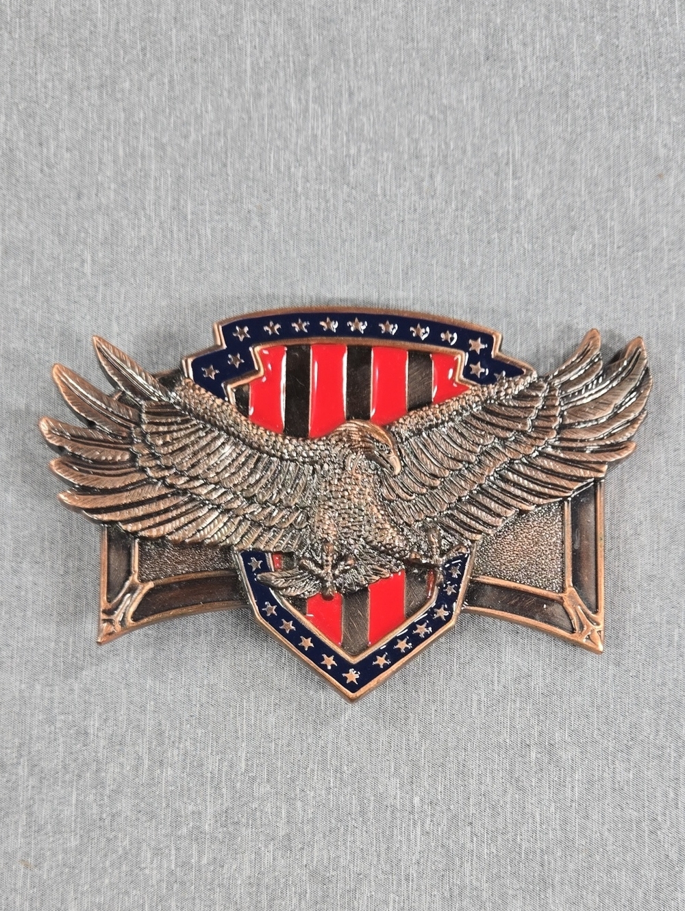 Patriotic Eagle Belt Buckle - Red and Blue